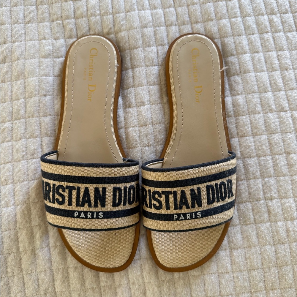 Dior Beige and Black Sandals